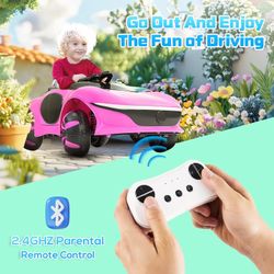 Pink Kids Electric Ride-On Car with Remote Control (Purple or pink)