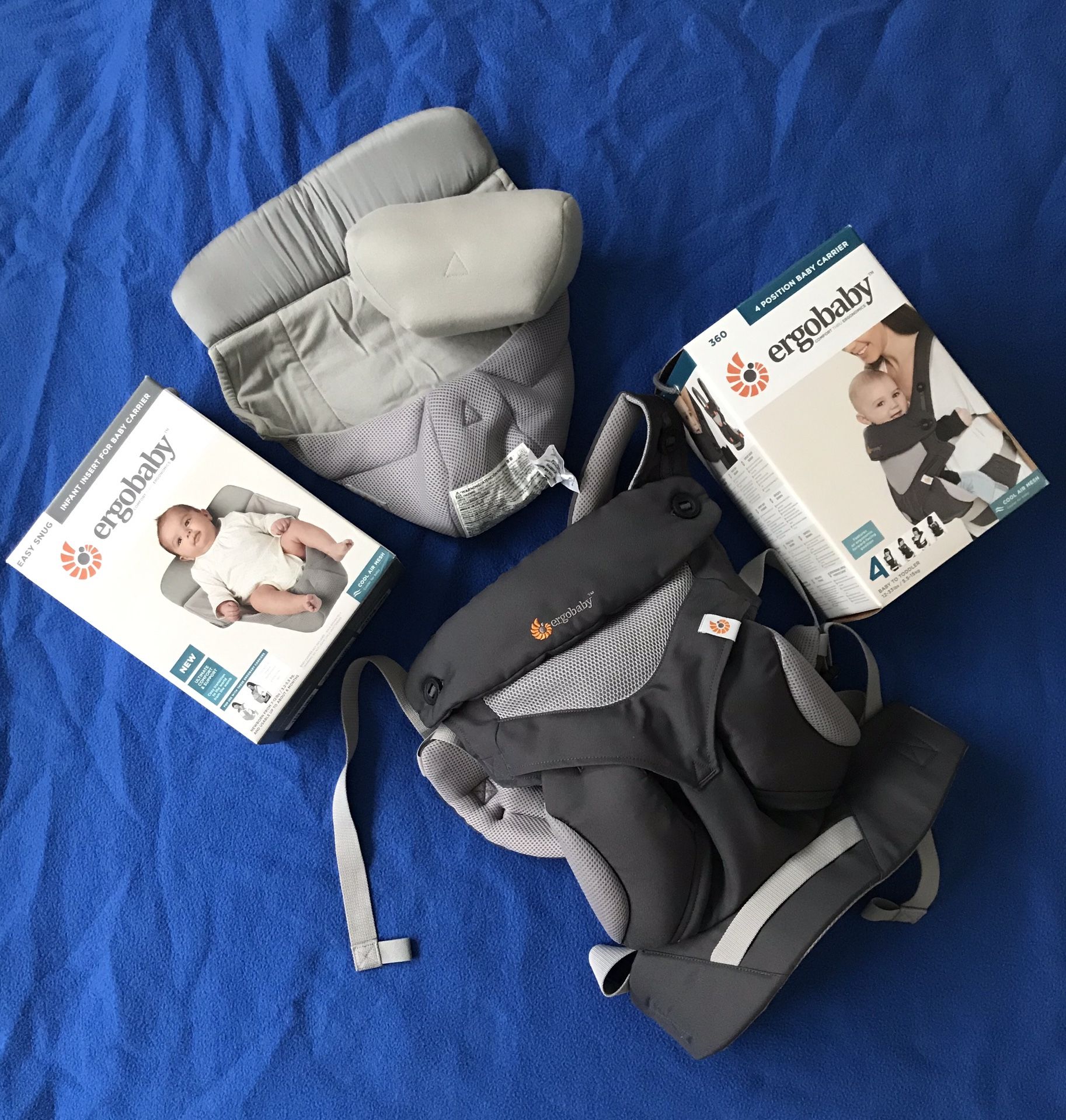 Ergo Baby Carrier 360 with Cool Air Mesh and infant insert