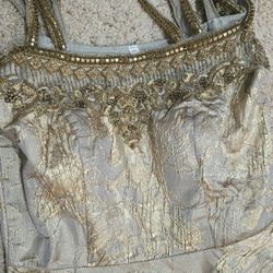 Champagne Gold Beaded Formal Dress/Indian Gown