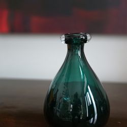 Hand blown Teal Glass Vase