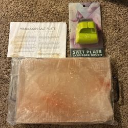 Himalayan Salt Plate and Scrubber - 12 x 8 x 1.5 Inches for Grilling, Cooking