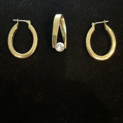 Gold Earrings And Pendant