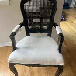 Elegant Cane Back Accent Chair – Black Wood Frame – $25