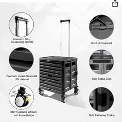 Practical folding cart-4-wheeled rolling folding cart, edible folding shopping cart, teacher folding cart, trolley with handle, carrying travel luggag