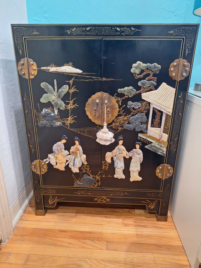 Vingage Chinese Lacquer Two Door Cabinet