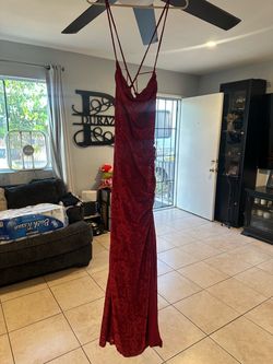Red strapless dress