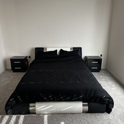 Like New - Bedroom Set With Mattress And Night Stands