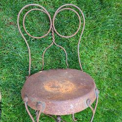 Antique Iron Child’s Ice Cream Parlor Chair Twisted Metal Rustic Farmhouse  Garden Yard Art