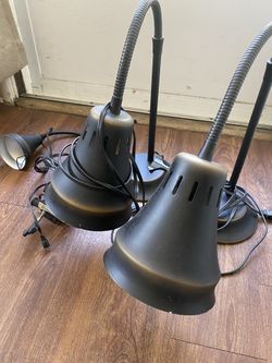 3 Brown Metal Lamps