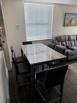 Counter Height Dining Table Set with 6 Chairs