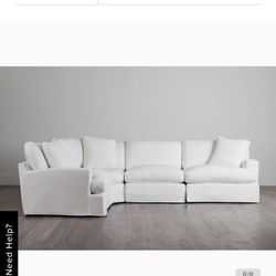 White Sectional Fabric Sofa 