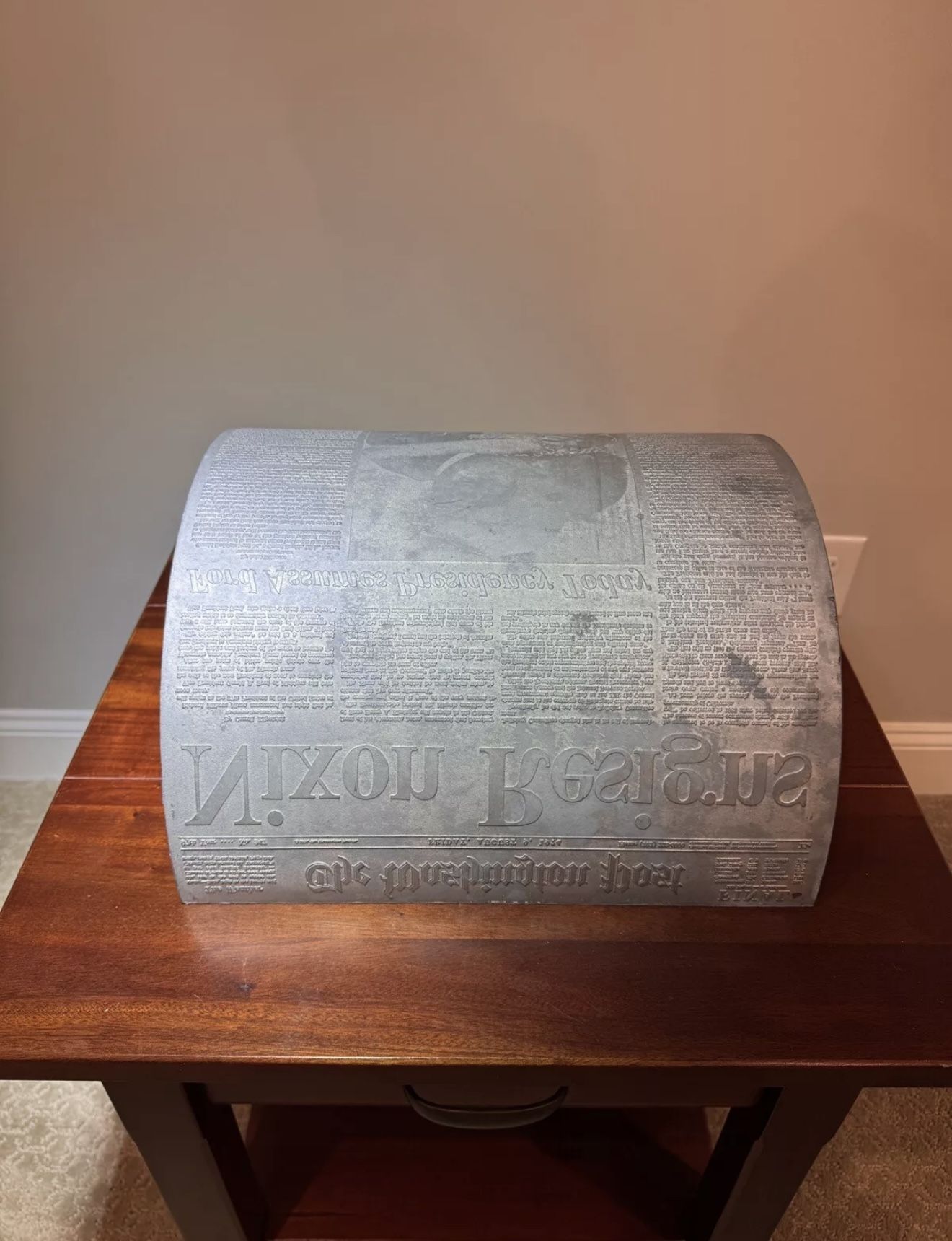 Original Front Page Nixon Resigns Washington Post Newspaper Lead Stereotype Printing Plate