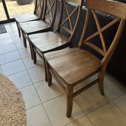 Pottery Barn (4) Aaron Wood Side Chairs, Sierra Light Pine