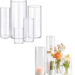5pcs Glass Vase Cylinder Vases for Centerpieces Small Flower Glass Clear Vases Home Decor Centerpiece Table Flower