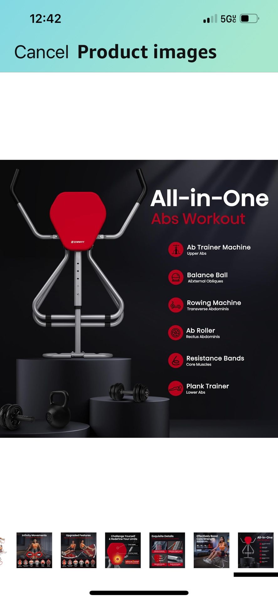 AB SWING INFINITY- Home Ab Workout Machine, Core Training Equipment, Multi-Functional Ab Exercise Trainer, Foldable for Easy Storage, Ideal for Home G