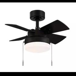 Hampton Bay Metarie II 24 in. Indoor Matte Black Ceiling Fan with Light