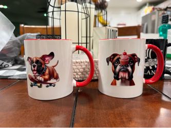 Set of 2 Boxer dog coffee mugs