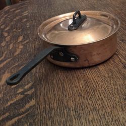 Lara Copper Sauce Pan With Lid -- 6" Diameter X 2" Deep