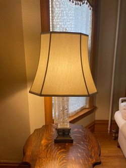 Vintage Crystal Table Lamp with Brass Base