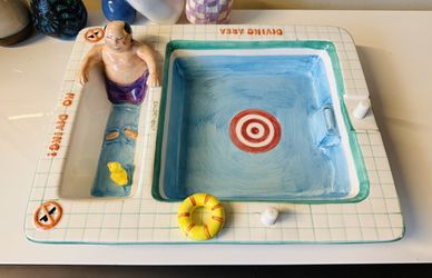 Lotus International vintage 90s ceramic pool chip and dip serving dish