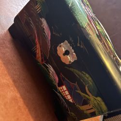 Japanese jewelry box with Japanese doll card in wood