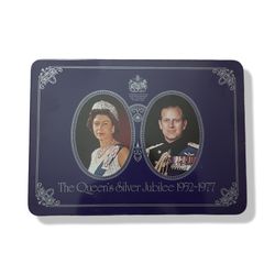 The Queen’s Silver Jubilee 1(contact info removed) Vintage Collectible Cadbury Milk Tray Chocolate Tin