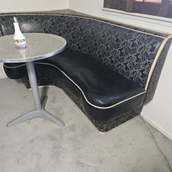 1950 Dining Booth Table Chair Black White Mid Century Modern Mcm Breakfast Nook Cafe Couch Corner  Vintage antique