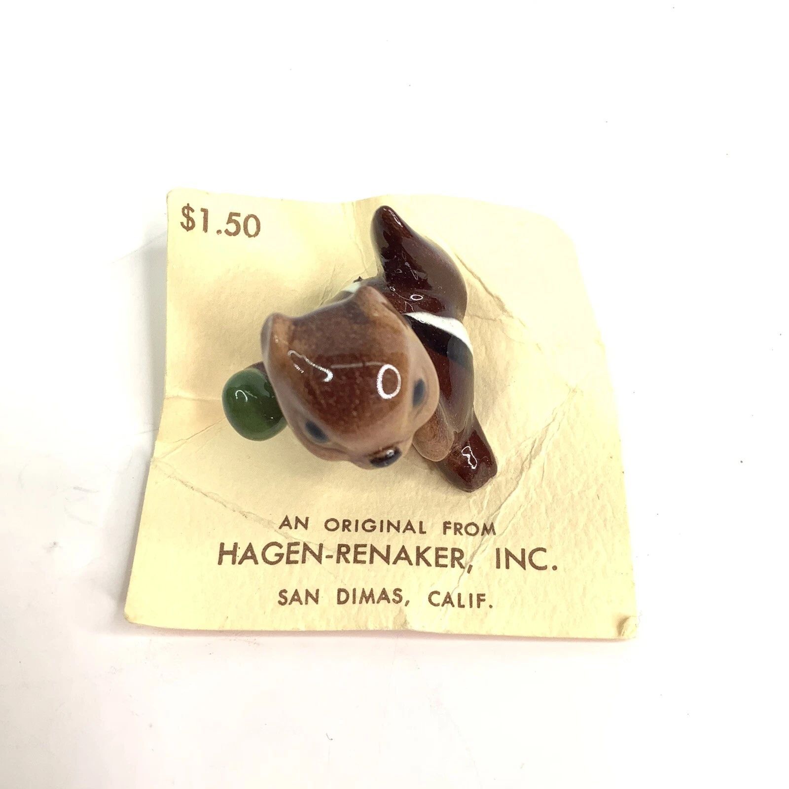 Vintage Hagen Renaker Chipmunk with Acorn Miniature Figurine Ceramic Animal