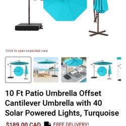 10ft Patio Umbrella With Changing LED Lights