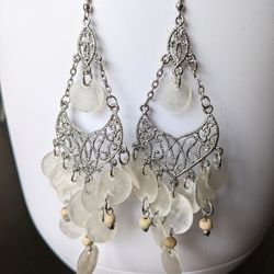 5" Long Silver Cascade Earrings