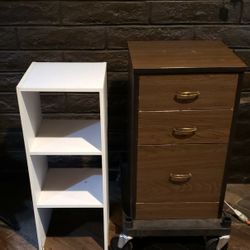 White Bookshelf And side Table Drawer 