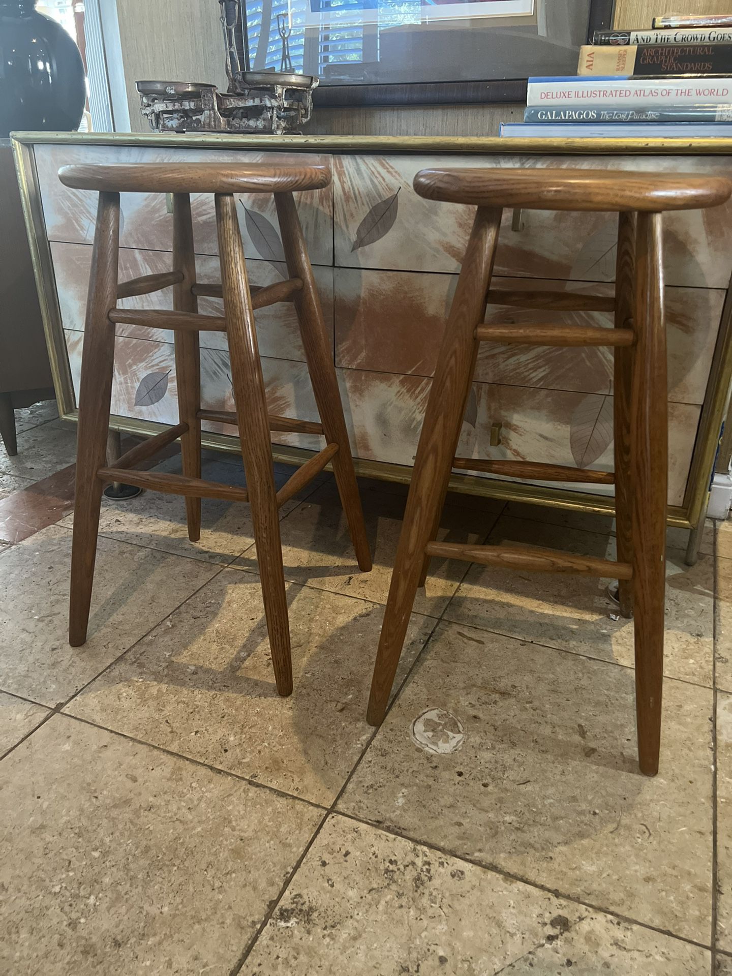 Authentic Pair Of Mid Century Modern Barstools By Tell City