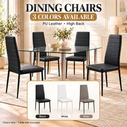 High-Back PU Leather Dining Chairs – Black, White & Gray