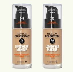 2 Pieces Of Revlon ColorStay Makeup for Combination/Oily Skin with SPF 15 - 1 fl oz - 240 - Medium Beige
