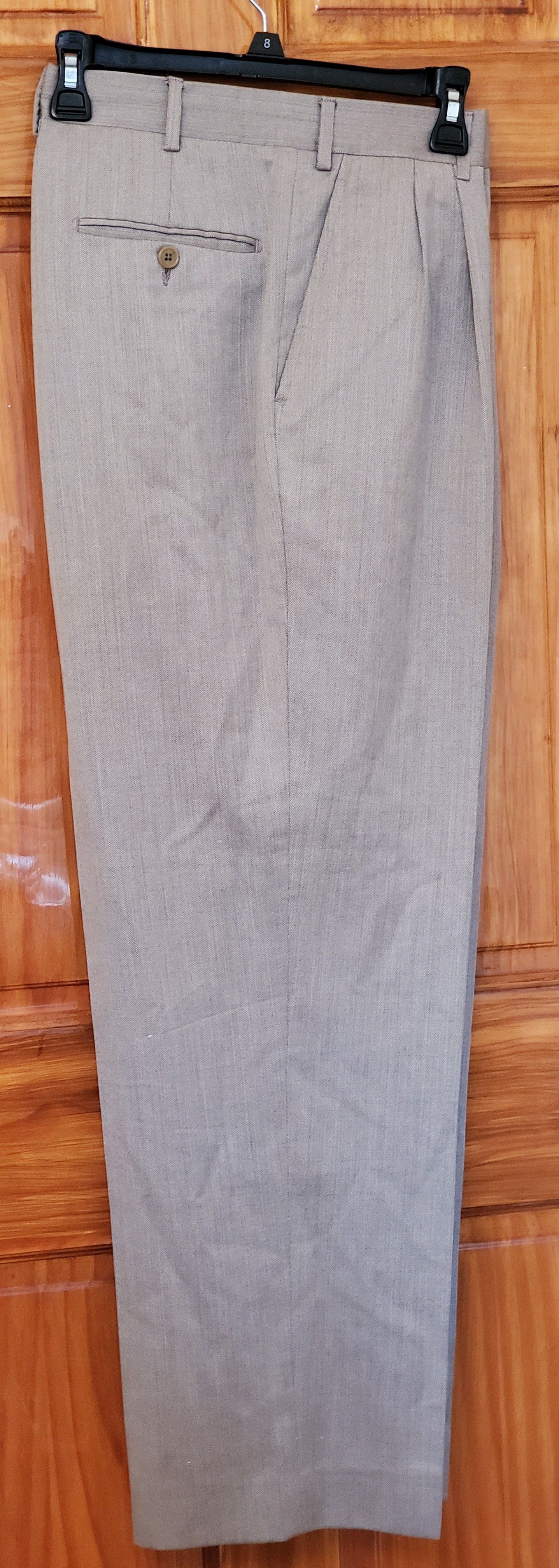kirkland signature 38/32 mens dress pants 100% wool RN# 106630 made in Italy 🇮🇹 Tan gray