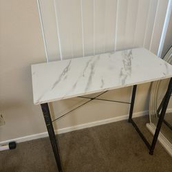 White Desk With Marble Design, Legs Need A Paint Job 