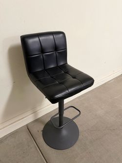 Black Faux Leather Adjustable Bar Stool