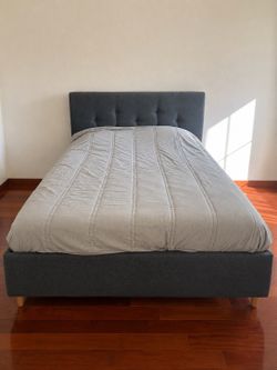 Dark Gray Bed with Headstand