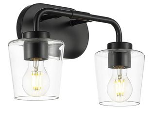 [BRAND NEW] Bathroom Light Fixtures, 2-Light Matte Black Vanity Lights Over Mirror with Clear Glass, Modern Vanity Lighting Fixtures