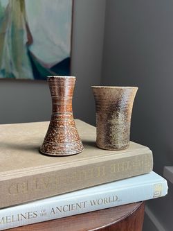 Set Of 2 Handcrafted Accent Vases ( H4” / H3.5” ) firm on price