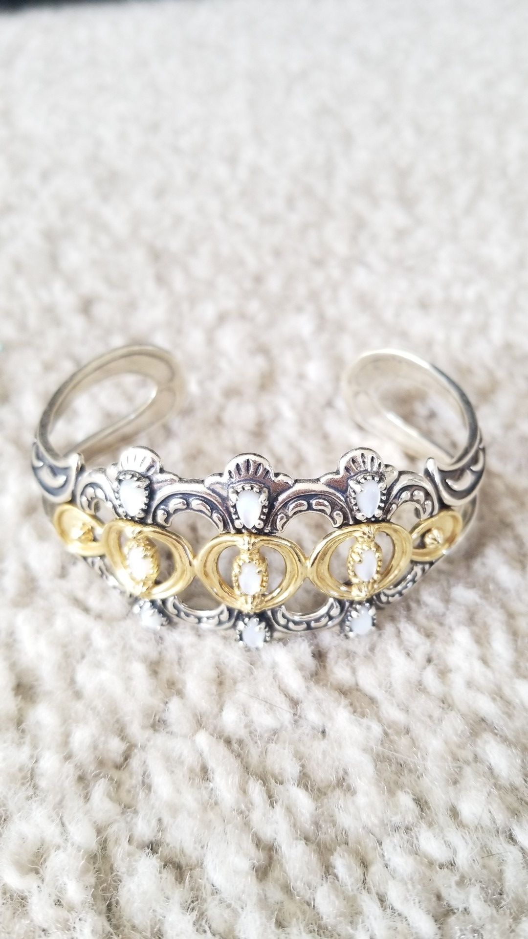 Silver and gold bracelet cuff