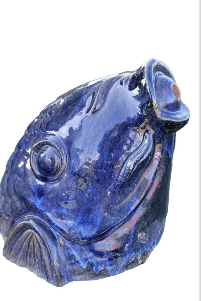 Unique Drip Glazed Ceramic Fish Spitter 