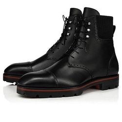 CL “Trapman” Red Bottoms Boots – Men’s 12 / EU 46.5 – Black Calf Leather 