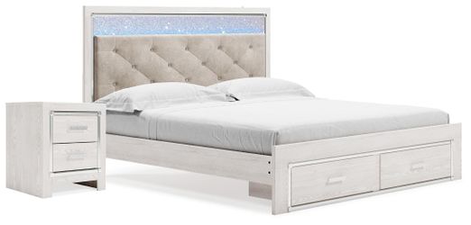 Altyra White King Storage Panel Bed and Nightstand (Online Special Price)