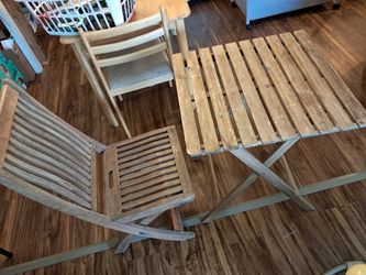 IKEA Folding Wooden Outdoor Bistro/Patio Table and Chair Set