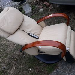 Massage Chair With Wooden Arms Works Well Leg Massager Also