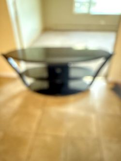Black Glass TV Stand with Multiple Shelves