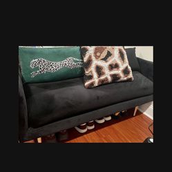 Black Velvet Upholstered Bench 