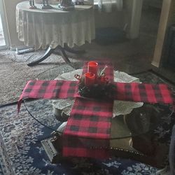 Antique China Cabinet And Antique Round Glass Table
