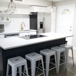 5 White Counter Height Stools 